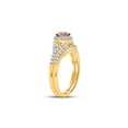 thumbnail image 3 of 14kt Yellow Gold Round Brown Diamond Bridal Wedding Ring Band Set 1 Cttw, 3 of 4