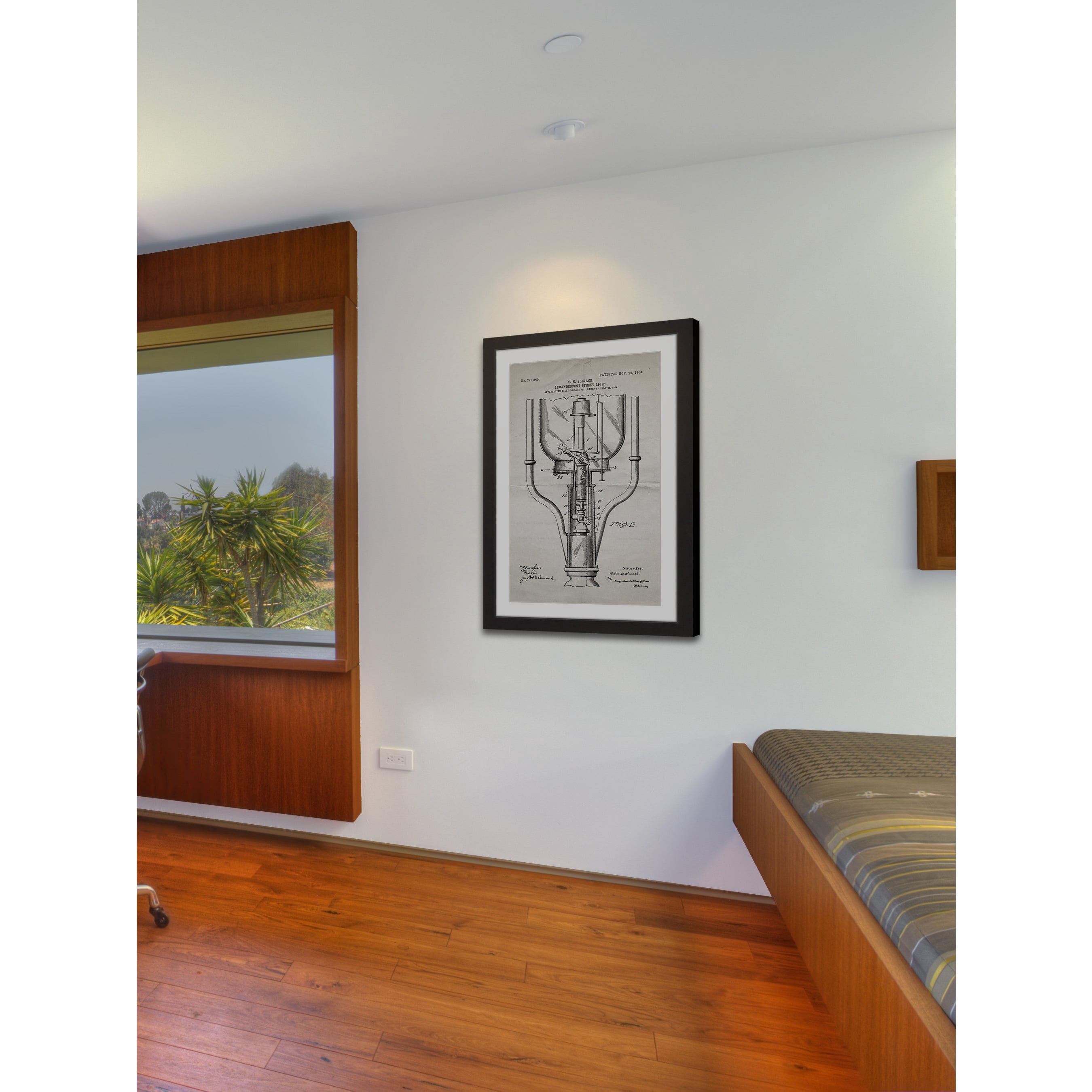 "Street Light 1904 Old Paper" Framed Painting Print