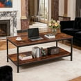 thumbnail image 3 of ZENSTYLE 39" Coffee Table Wood Side End Table with W/2 Tier Storage Shelf for Living Room Brown, 3 of 8