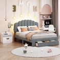 thumbnail image 5 of Queen Size Platform Bed Frame With Headboard Wood Upholstered Platform Bed With LED Light USB Ports & Storage Drawers For Bedroom No Box Spring Needed, 5 of 9