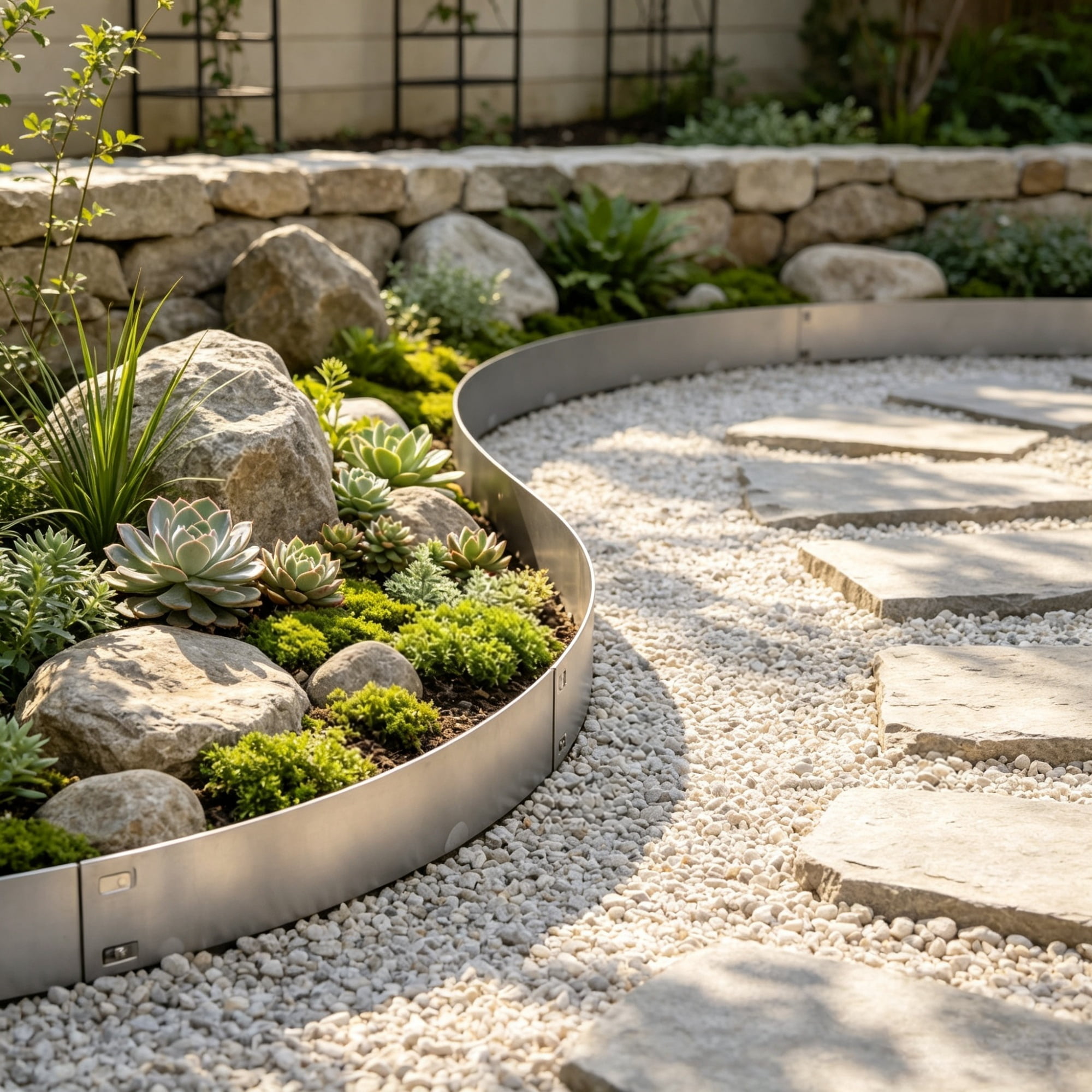 5-Pack Steel Landscape Edging (39" x 3"), Bendable Garden Border & Heavy Duty Lawn Edging for Flower Beds