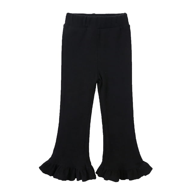 GigrtiJin Toddler Baby Girl Pants Ribbed Bell Bottom Flare Pants Ruffle Elastic Waist Solid Color Leggings Trousers