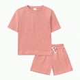 thumbnail image 4 of TOWED22 Toddler Baby Boy Girl Summer Clothes Checkerboard Print Short Sleeve T-Shirt Tee Tops Rolled Shorts Infant Outfits(Light Pink,4-5 Years), 4 of 4