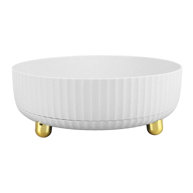 Bandeja de almacenamiento giratoria de plástico de gran capacidad, bandeja organizadora giratoria de escritorio para cocina, sala de estar, baño, color blanco