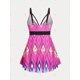 thumbnail image 2 of Tankini Talla Extra Acolchado Recortado Estampado Geométrico Rosegal Camisetas tallas grandes, 2 of 5