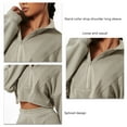 thumbnail image 5 of Sudadera de Mujer Manga Larga Cuello Alto Suelto Deportivo Casual Transpirable Blusa con Cremallera para Exteriores Lino Gris XL, 5 of 5