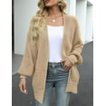 thumbnail image 3 of Women's Fall Open Front Long Lantern Sleeve Cardigan Oversized Chunky Outwear with Pocket, 3 of 15