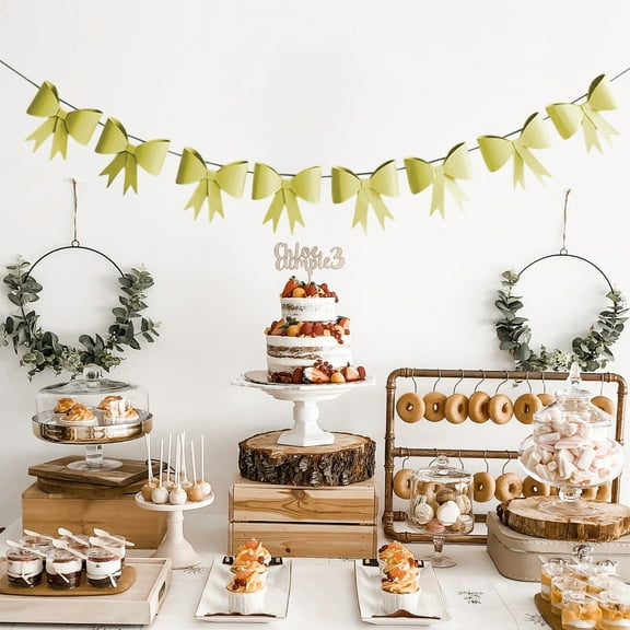 Korean Style Birthday Party Paper Bow Banner Decorations Macaron Color Cute Streamers Multi-color Party Decor