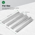 thumbnail image 4 of AMAGABELI GARDEN & HOME Nonstick Perforated Baguette Pan 15" x 13" for French Bread Baking 4 Wave Loaves Loaf Bake Mold Toast Cooking Bakers Molding 4 Gutter Oven Toaster Pan Cloche Waves Silver, 4 of 7