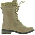 thumbnail image 2 of Forever Link Womens Mango-31 Round Toe Military Lace Up Knit Ankle Cuff Low Heel Combat Boots, Taupe Pu, 6.5, 2 of 4
