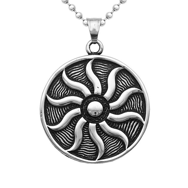 Collar de cadena Zulema con colgante de llama Dios del sol acero inoxidable 316L Plata