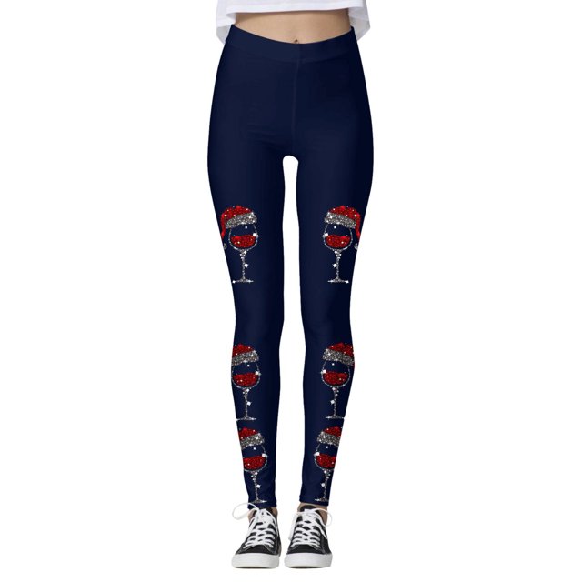 Zhanying Leggings de Noël pour Femmes Rouges Esprit des Fêtes Anti-Roulis Grande Taille Vêtements d'Hiver pour Femmes Bleu Foncé m