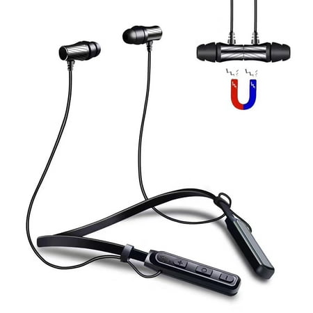 wirless bluetoth Earphone Best wirless Neckband Headset Stereo Earphone Magnetic Earbuds Noise Reduction With Hi-Fi Stereo Built-in Mic For Sports (Best Noise Reduction Headphones For Mowing)