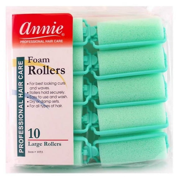 Annie Large 1" Foam Hair Rollers, 10/PK