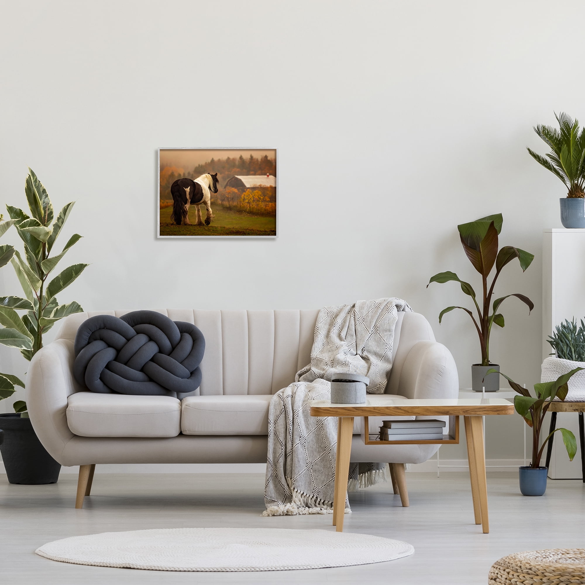 Stupell Industries Horse Overlooking Barn Landscape Photography Gray Framed Art Print Wall Art, 20 x 16