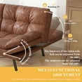 thumbnail image 6 of Yangming Sofa Bed, Convertible Couch with Adjustable Backrest and Armrests for Study, Apartment, Office and Dorm, Brown, 6 of 7