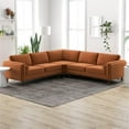 thumbnail image 3 of Pemberly Row Mid-Century Velvet Pillow Back Corner Sofa in Burnt Orange, 3 of 9