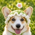 thumbnail image 4 of Pet Dog Knitted Hat, Summer Colorful Flower Pattern Crochet Cap, Breathable Soft Headwear for Small Dog Cat Outdoor Daily Fashion Accessory, 4 of 7
