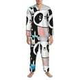 thumbnail image 4 of Kll Panda Cute Pink Hearts Sleepwear Mens Flannel Pajamas,Long Cotton Pj Set, 4 of 9