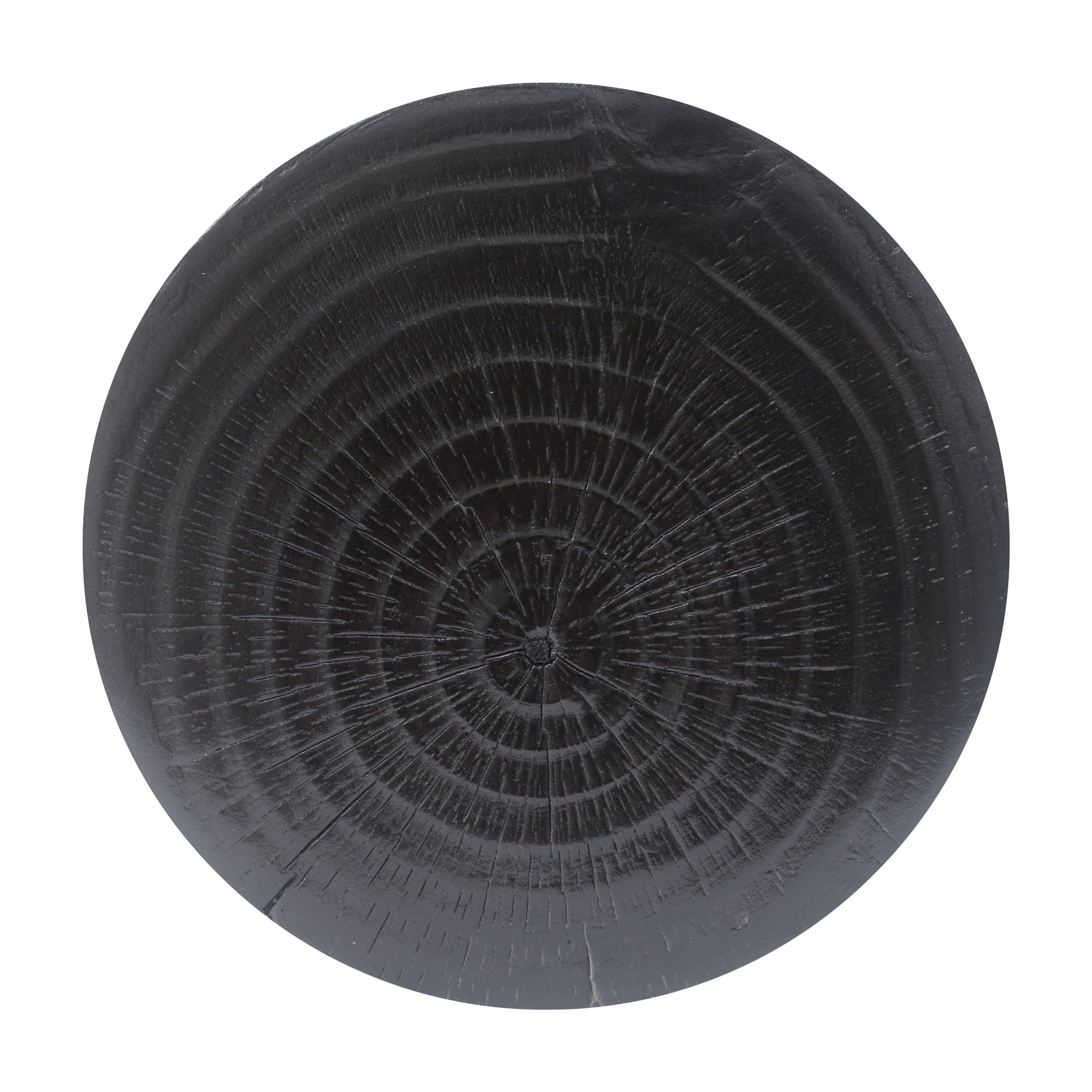 Euroco MGO Hollow Side Table, Wood-like texture, Black Color