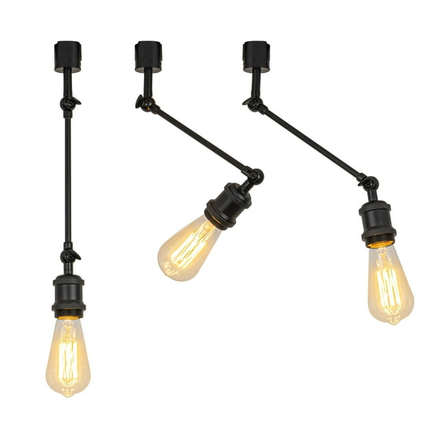 FSLiving J-Type Track Pendant Lights with Adjustable Arm, Vinatge Design DIY Lighting Customizable for Sloping Ceiling Decor (Ceiling Track & Bulb are Sold Separately) - Set of 3