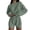 Green, variant on ROHUUQUE Pajama Sets for Women 2 Piece Solid Long Sleeve Tops Hollow Out Elastic Waist Shorts Pjs Outfits