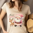 thumbnail image 4 of Merry Christmas T-Shirt | Cute Santa & Reindeer Holiday Graphic Tee, White, Size S, 4 of 6