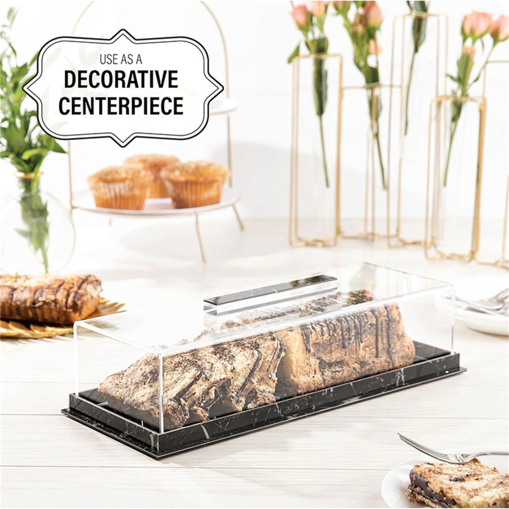 Acrylic Rectangular Cake Display Container Fashion Cake Tray with Cover