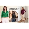 thumbnail image 4 of MOYIKO Button Down Shirts for Women Long Sleeve Stain Silk Collared Work Office Basic Business Dress Shirts Blouses Tops, 4 of 7