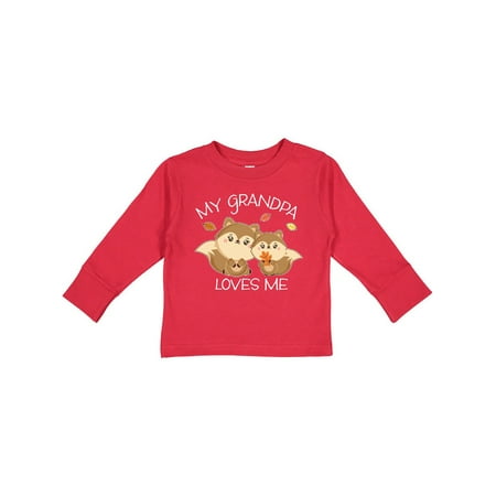 

Inktastic My Grandpa Loves Me with Cute Squirrels in Autumn Gift Toddler Boy or Toddler Girl Long Sleeve T-Shirt