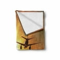thumbnail image 2 of Scenery Soft Flannel Fleece Throw Blanket, Aeroplane Aircraft Widebody Jet Flying on Air Rising Sun Fluffy Clouds Art, Cozy Plush for Indoor and Outdoor Use, 50" x 60", Multicolor, by Ambesonne, 2 of 6