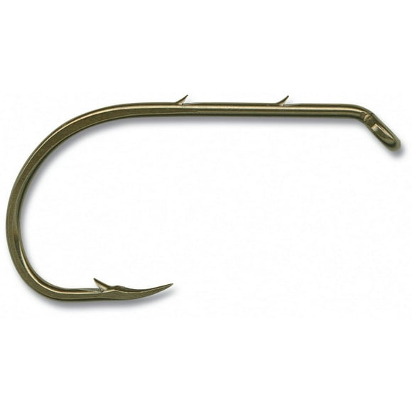 Mustad 92641-BR-2-10 Classic Beak Hook, Size 2, Forged, 2 Slices in Special Long Shank, Offset, Down Eye, Bronze, 10 per Pack (333559), Beak, forged, reversed, 2 slices