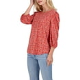 thumbnail image 2 of Adrianna Papell Womens Floral Elbow Sleeve Top Red L, 2 of 5