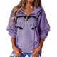thumbnail image 3 of Sudadera Con Capucha Informal Para Mujer, Hombro Caído, Bolsillo Grande, Media Cremallera, Sudadera De Manga Larga Para Mujer, A La Moda Para Uso Diario, 3 of 6