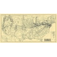 thumbnail image 2 of Patterson 32x19 Gold Ornate Wood Framed with Double Matting Museum Art Print Titled - Pennsylvania Railroad and Connections 1889, 2 of 4