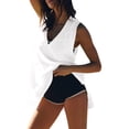 thumbnail image 1 of Robe de Plage Sans Manches pour Femmes, Chemises à Col en V, Décontractée d'Été, Hauts de Couverture Unis Sans Manches, 1 of 7