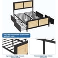 thumbnail image 4 of Ourlova Queen Size Rattan Accent Storage Bed with LED Lights - 4 Drawers and Woven Front MDF Wood Frame Black Finish, 4 of 8