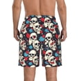 thumbnail image 3 of KLL rock record Skull artist Men's Casual Summer Beach Shorts Hawaiian Shorts with Pockets-Small, 3 of 5