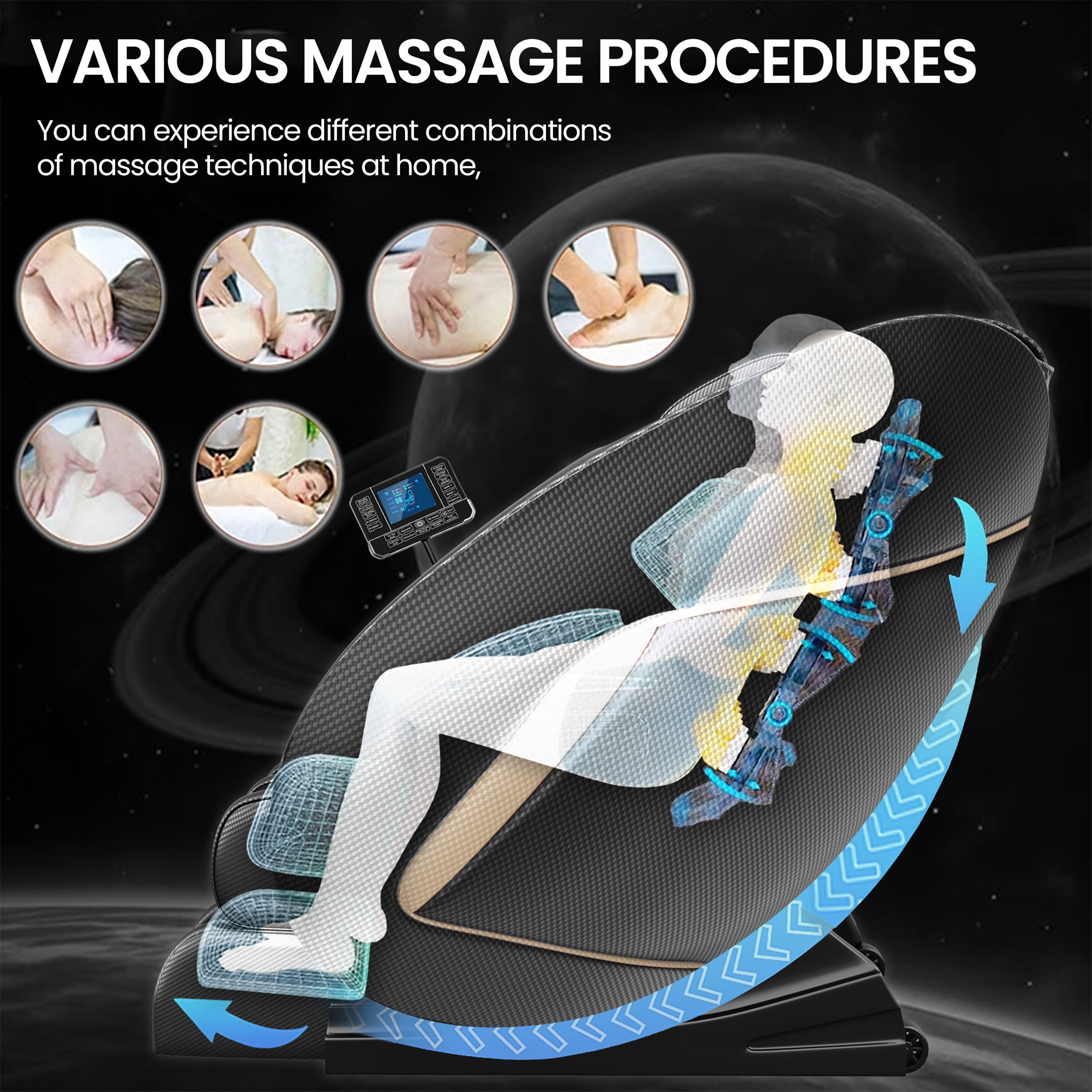 Aukfa Zero Gravity Recliner Massage Chair w/ Heat, Bluetooth, 5 Modes & Shiatsu Full Body Massage Chair, Black