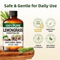thumbnail image 3 of Kukka Lemongrass Essential Oil with Aromatherapy Stone - 100% Pure Fresh Exotic Scent for Diffuser, Skincare, Blends with Eucalyptus/Peppermint - 4 fl oz, 3 of 6