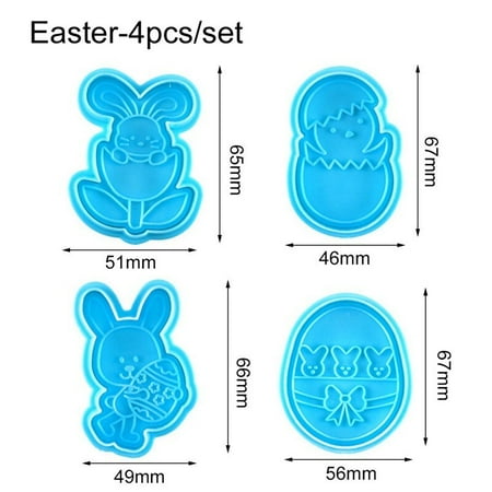 

1Set Easter Plastic Cookie Cutter Rabbit Egg Biscuit Cutter 3D Cartoon Bunny Molds Baking Cookie Too