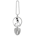thumbnail image 1 of Long Tail Black Cat Animal Outline Silver Wing Car Pendant Decoration, 1 of 4