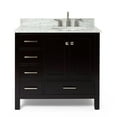 thumbnail image 2 of Ariel Cambridge 37 In. Right Offset Oval Single Sink Vanity With Carrara White Marble 0.75 In Countertop In Espresso, 2 of 10