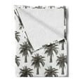 thumbnail image 2 of Palm Tree Soft Flannel Fleece Throw Blanket, Fully Grown Coconut Banana Trees with Retro Effect Forest Foliage, Cozy Plush for Indoor and Outdoor Use, 70" x 90", Dark Brown White, by Ambesonne, 2 of 5