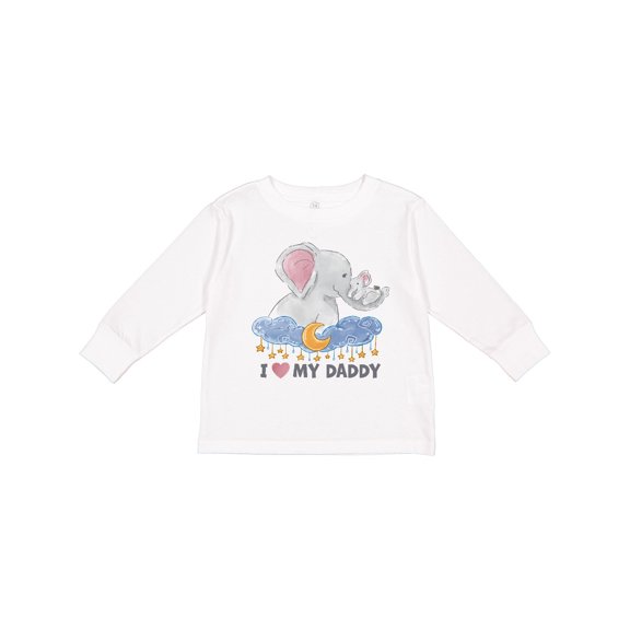 Inktastic I Love My Daddy Cute Elephants with Moon and Stars Boys or Girls Long Sleeve Toddler T-Shirt