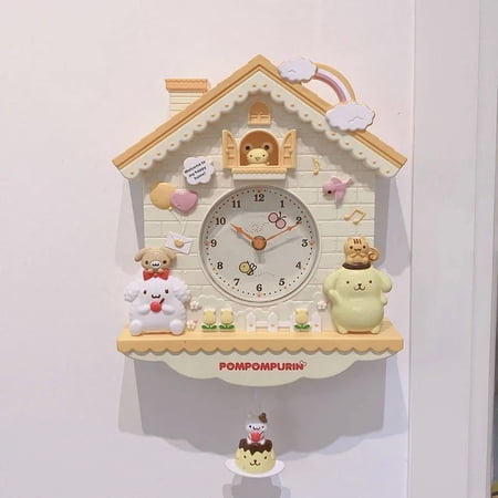 Kawaii Swing Wall Clock Sanrio Cinnamoroll My Melody Hello Kitty Room Decoration Pendant Cute Cartoon Clock Birthday Present