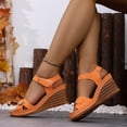 thumbnail image 6 of YgkuHd Women's Casual Wedge Sandals Fish Mouth Open Toe Buckle Forefoot Strap Adjustable Ankle Strap Chunky Heel Orange,6.5, 6 of 9