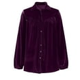 thumbnail image 6 of Velvet Shirts for Women Long Sleeve Dressy Work Blouses Button Down Lapel Collar Holiday Casual Top Casual Pleated Front Blouses Trendy Outfits, 6 of 6