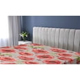 thumbnail image 5 of Ambesonne Poppy Fitted Sheet, Jungle Flowers Boho with Dots, Full Size, Dark Coral Fern Green, 5 of 5