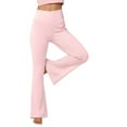 thumbnail image 2 of vigerkar Flare Leggings for Women with Pockets - High Waisted Black Flared Leggings for Yoga Gym Workout Light Pink, XL, 2 of 9
